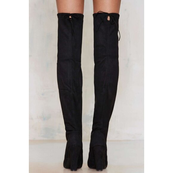 Steven Madden "Gorgeous" Thigh High Over the Knee Suede Block High Heel Boots - Picture 7 of 15